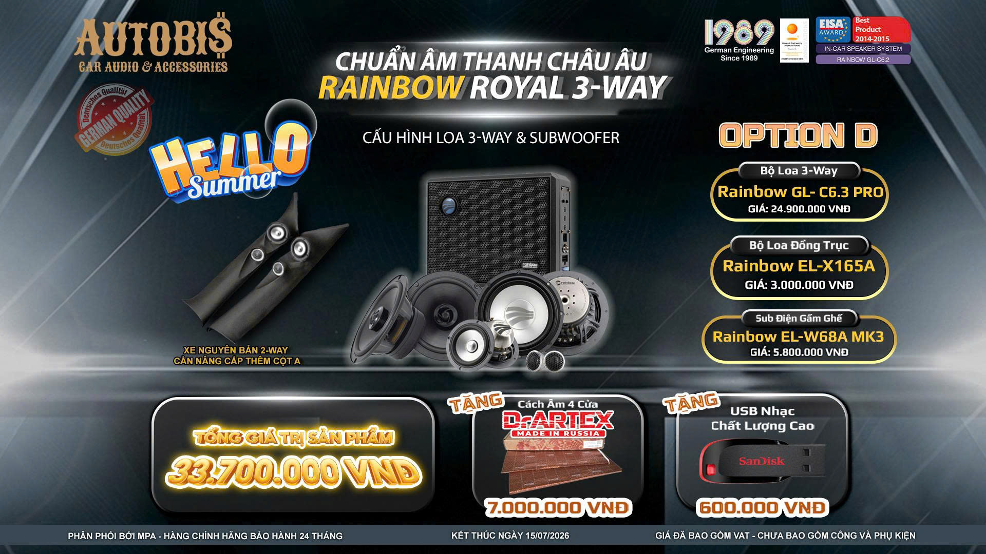 COMBO ĐẶC BIỆT - NÂNG CẤP ÂM THANH TỐI ƯU CHO XE CỦA BẠN!