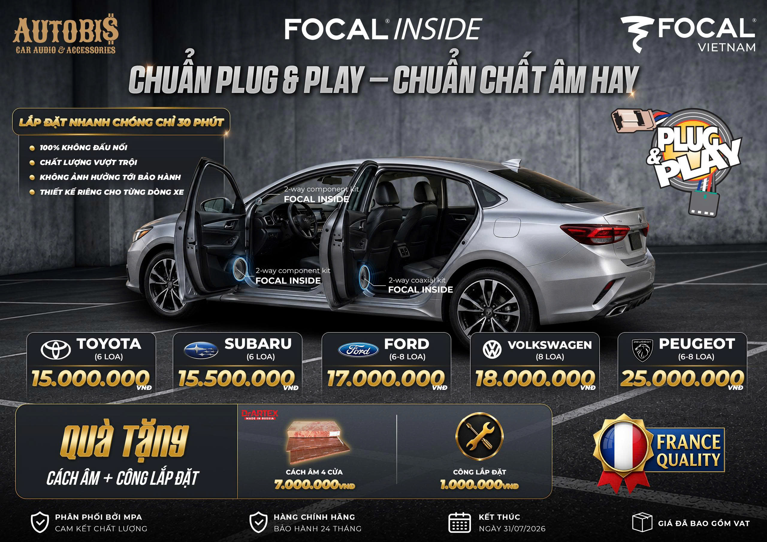Nâng cấp âm thanh ô tô không cần độ chế với loa Focal Plug & Play – Giải pháp giữ zin, nâng trải nghiệm