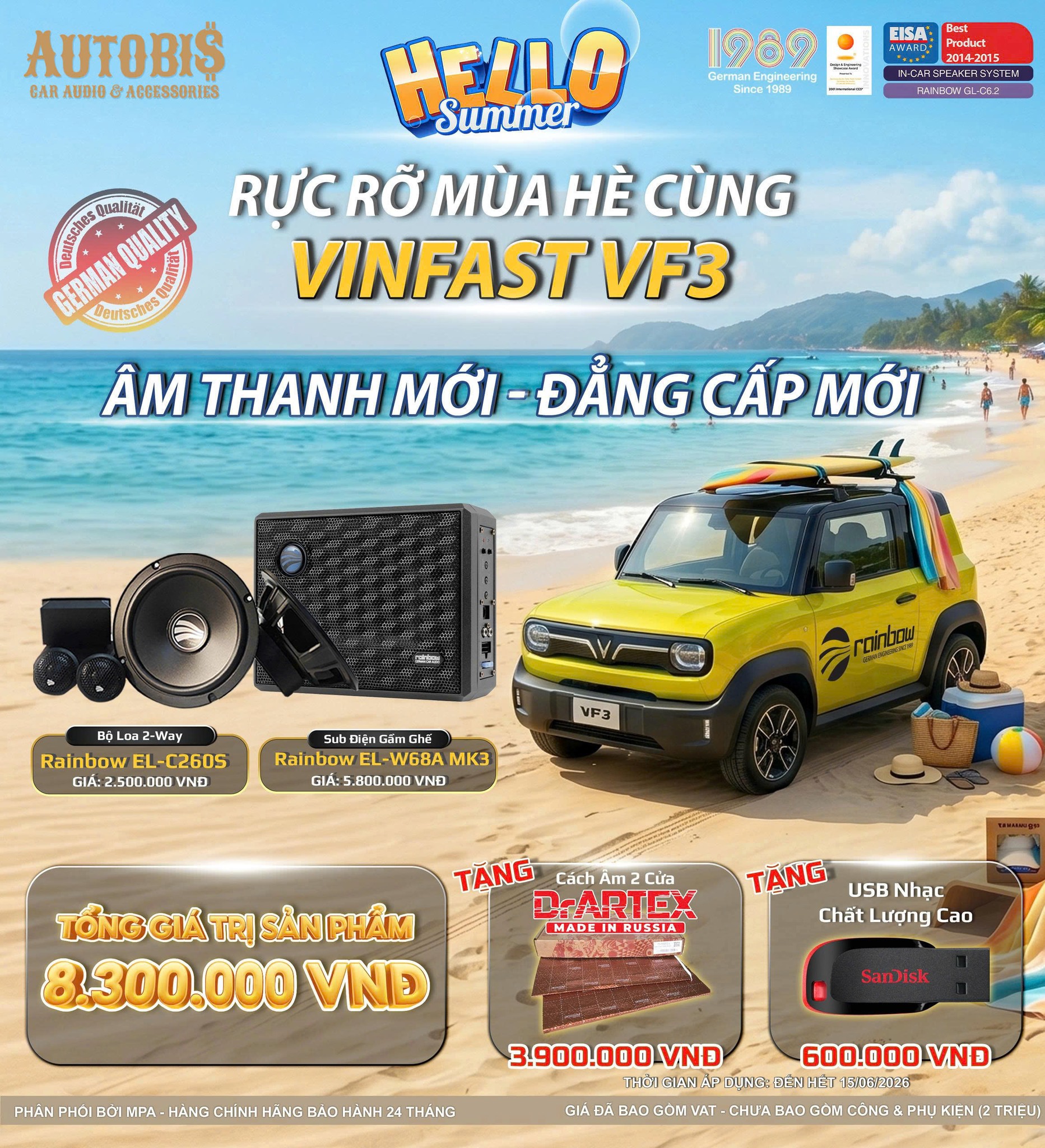 NÂNG CẤP ÂM THANH ƯU ĐÃI CHO VF3 - TẶNG CÁCH ÂM DR.ARTEX