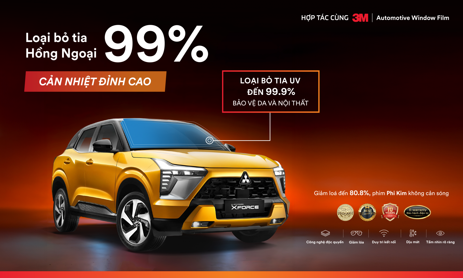 Phim cách nhiệt ô tô 3M cho xe Mitsubishi
